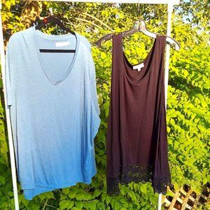 [LOT OF 2] Meri Skye Womens Comfort Blue and Brown Casual Tops - Plus Size 5X
